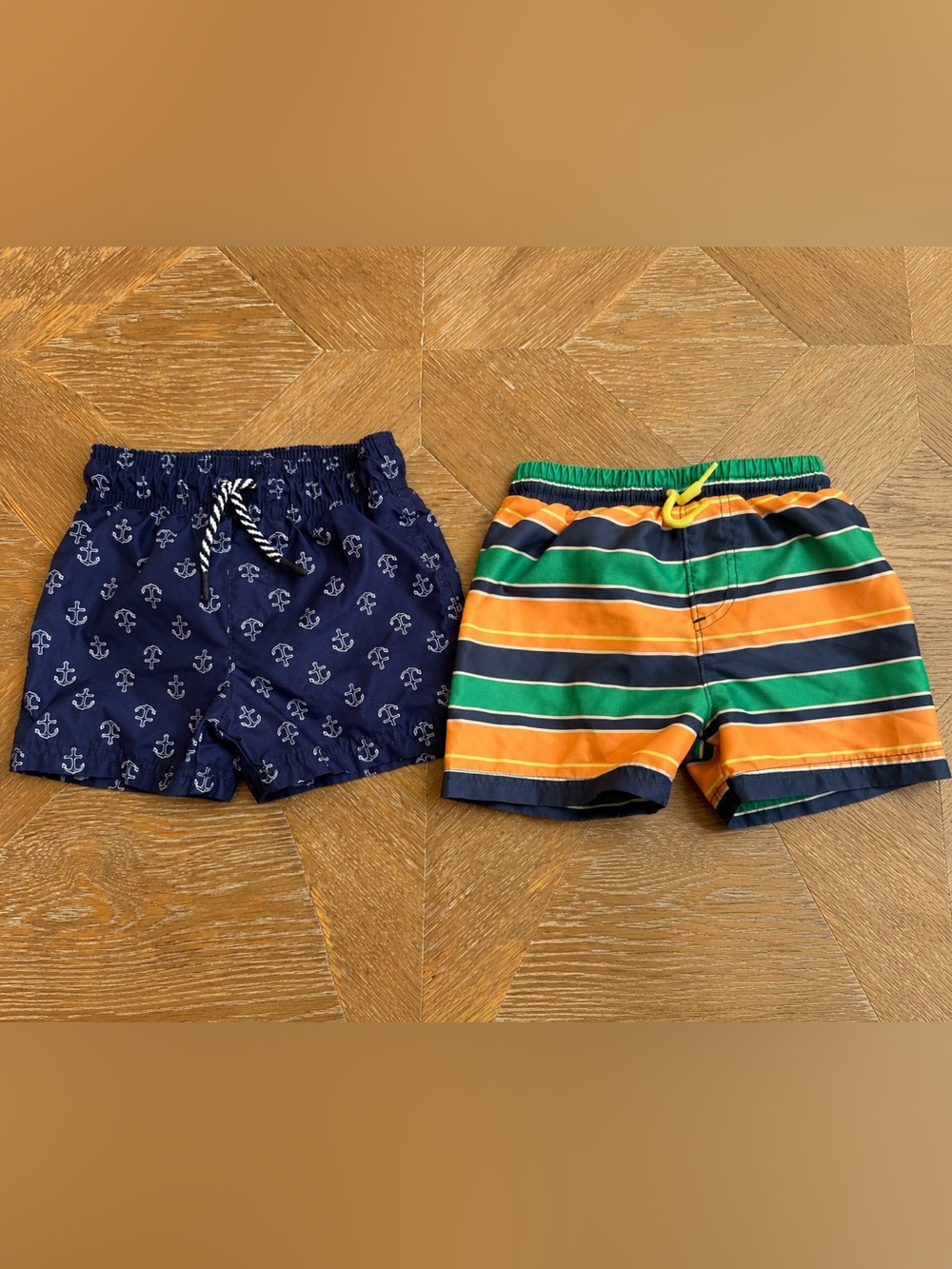 Cat & Jack + Jumping Beans Boys Swim Trunks Bundle 18M Navy Anchor & Stripe